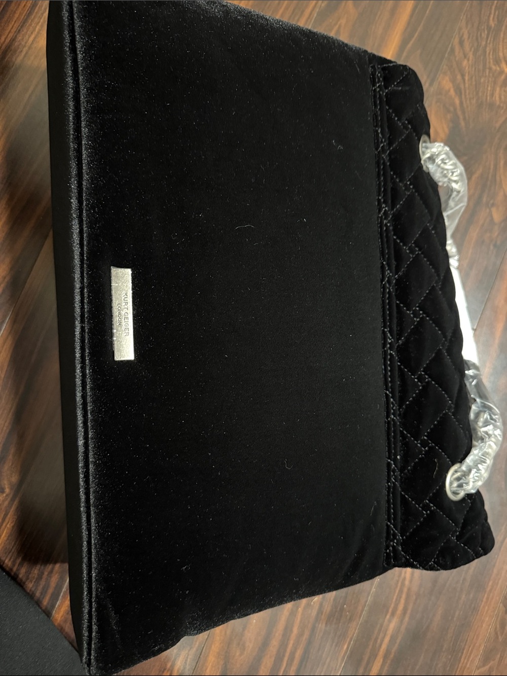 Kurt Geiger Velvet XXL Kensington Shoulder Bag w/ Multicolor Gem Studs BRAND NEW - Picture 4 of 8